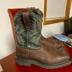 Ariat Rustic Brown and Forest Green Boots